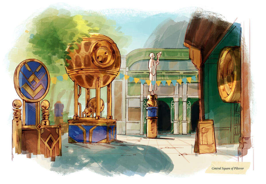 Piltover Central Square (base sketch by S. Caricato)
